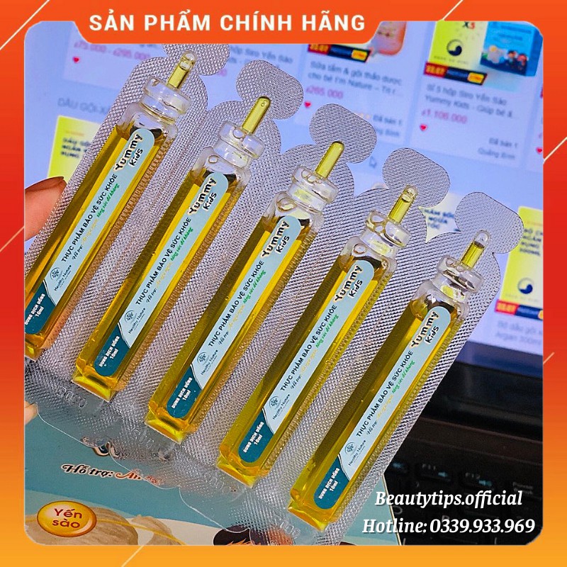 1 Vỉ Siro Yến Sào Yummy Kids Giúp Bé Ăn Ngủ Ngon, Tăng Cân Đều (5 ống/vỉ) - Hàng Dùng Thử