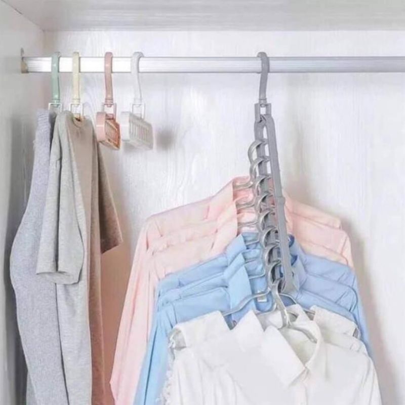 MÓC TREO QUẦN ÁO ĐA NĂNG 9 LỖ - gỡ bỏ gánh nặng tủ quần áo chật chội