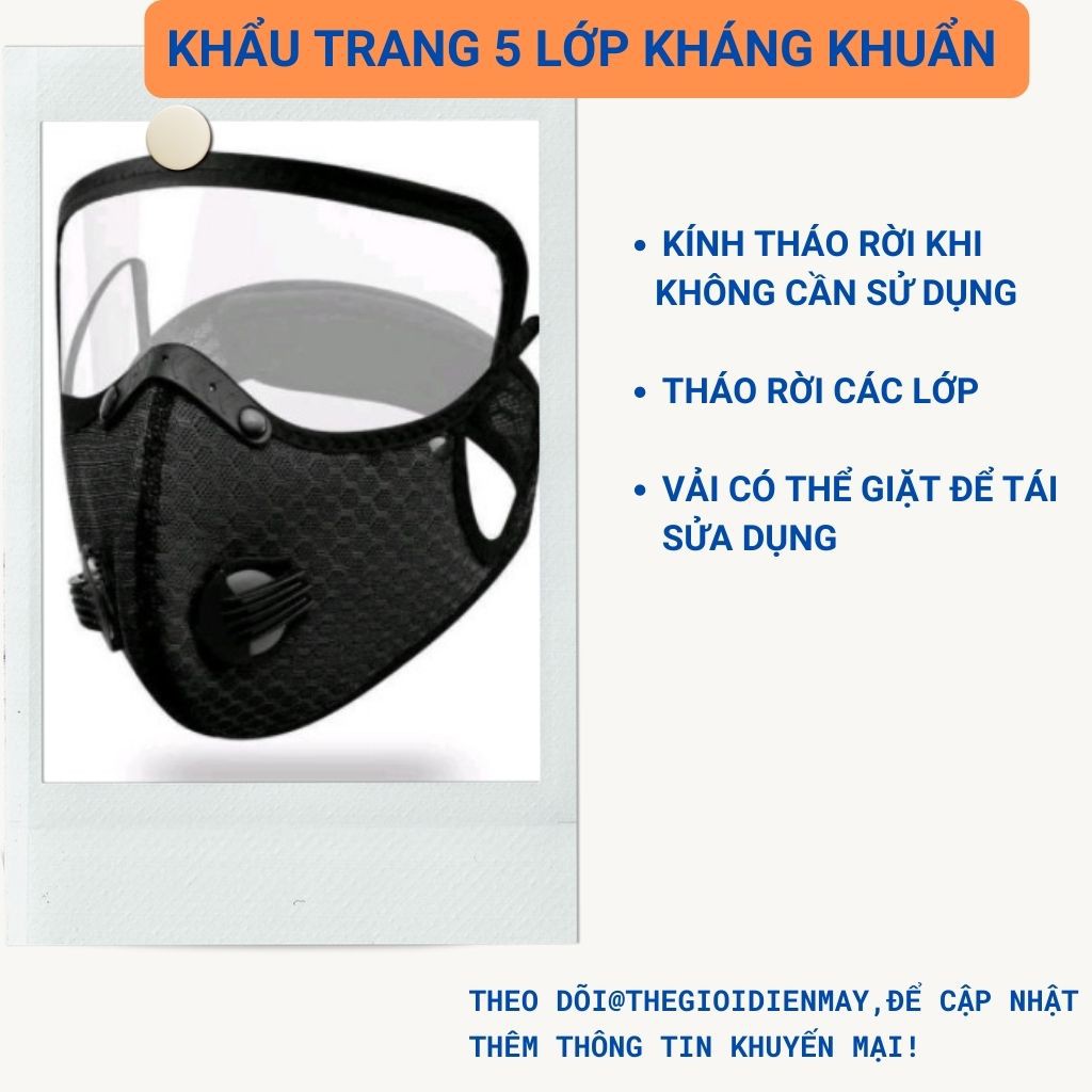 Khẩu trang chống nắng, kính chống bụi RC- 002 kèm Khẩu Trang 5 Lớp Có Túi Lọc Khí Độc