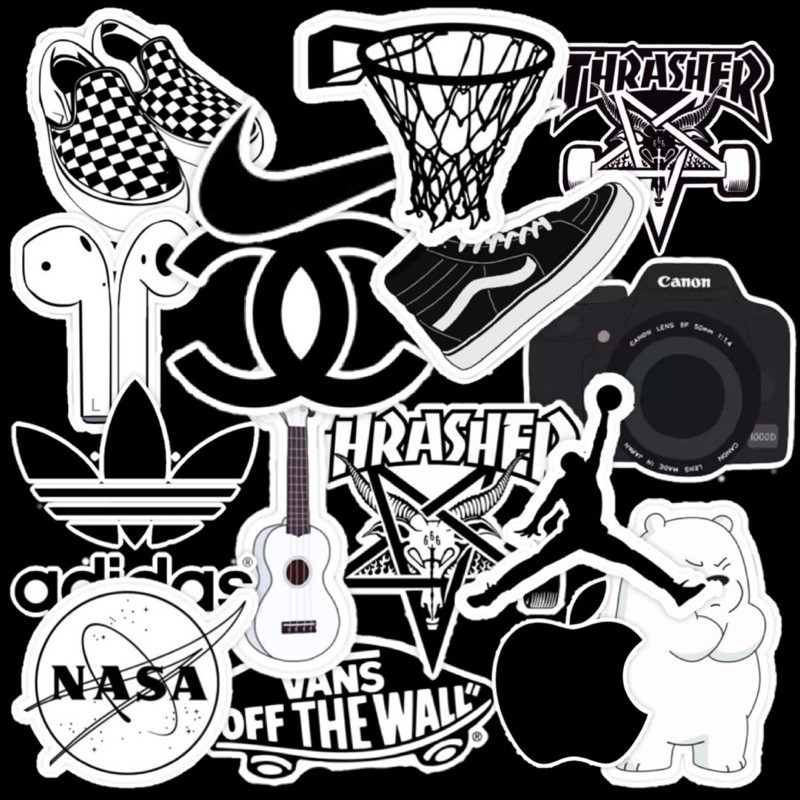 STICKER BLACK WHITE CÁ TÍNH DÁN TRANG TRÍ ĐIỆN THOẠI LAPTOP VALI MŨ BẢO HIỂM XE MÁY TỦ KỆ,...