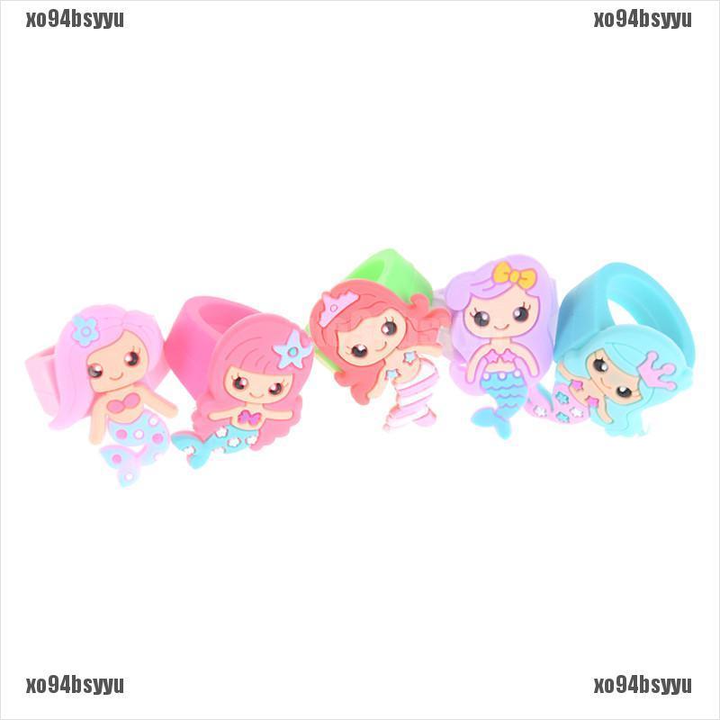 Set 5 Nhẫn Cao Su PVC Hoạt Hình Nàng Tiên Cá xo94bsyyu