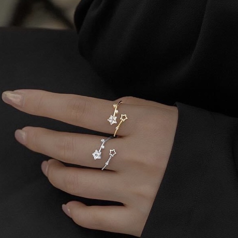 Nhẫn nữ ngôi sao bạc ta siêu xinh , free size - Vàng Bạc Khải Khải