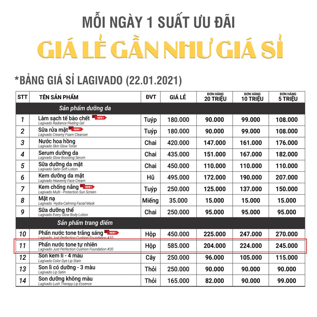 CUSHION LAGIVADO #20 - PHẤN NƯỚC TONE TỰ NHIÊN - HÀNG HIẾM DO CÔNG TY HẾT HÀNG | BigBuy360 - bigbuy360.vn