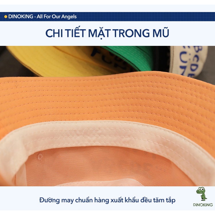 Mũ vành cho bé trai bé gái DINOKING Nón Bucket trẻ em rộng vành phong cách Hàn Quốc mùa hè 2022 dày dặn 1 - 8 tuổi MU05