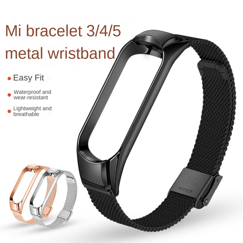 Dây Đeo Inox Milanese Chống Nước Phù Hợp Cho Đồng Hồ Thông Minh Xiaomi Band 3/4 Mi Band 5/6