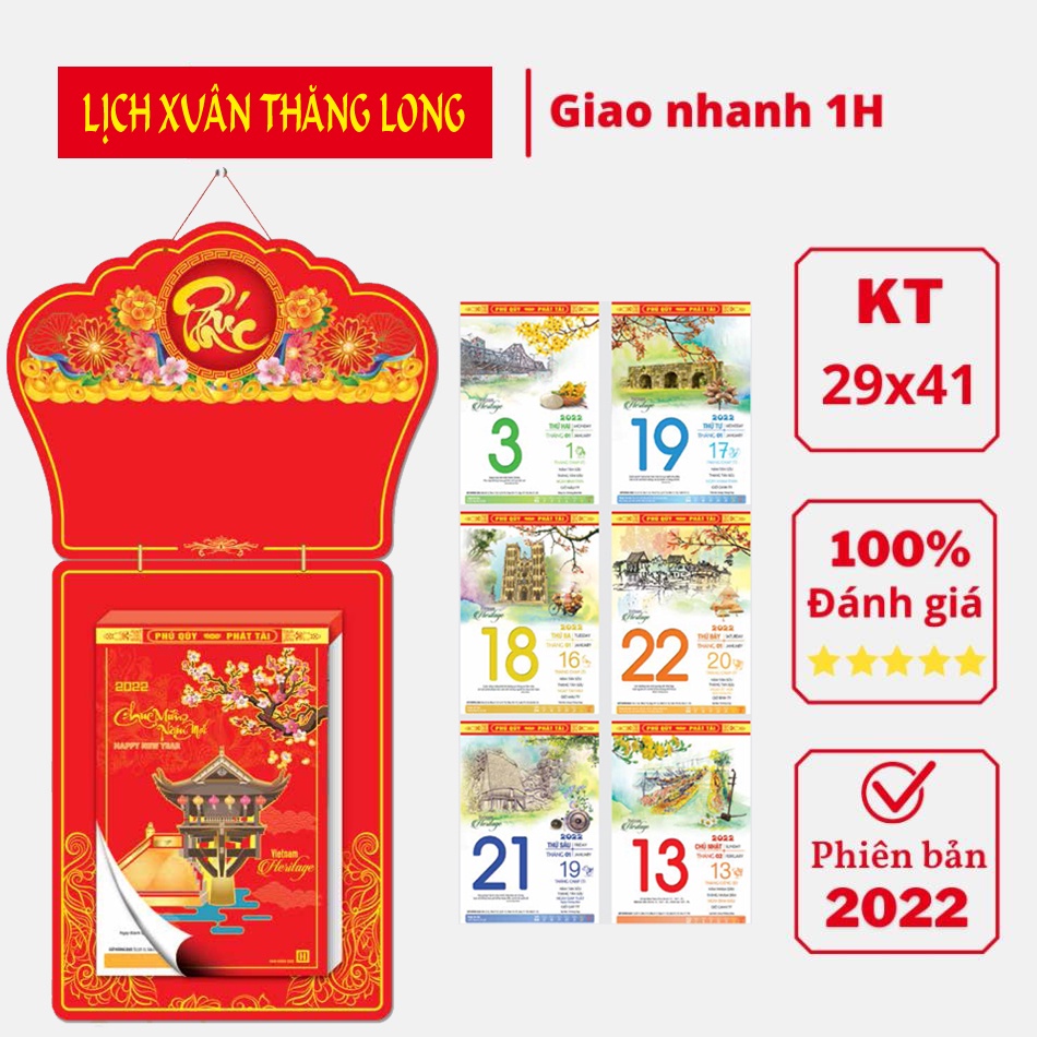 Lịch Bloc Tết Thăng Long Di sản Việt Nam 2022 Khánh Ngọc KT 20x30
