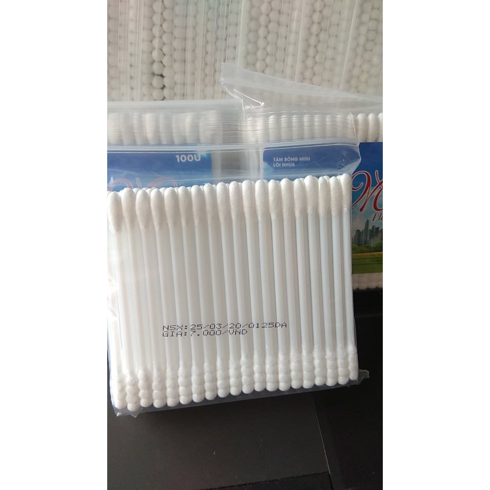 Tăm bông Misu lõi nhựa gói 100 cái