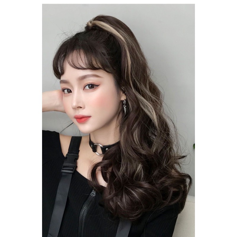 <Kèm Ảnh Thật> Ngoạm xoăn tóc giả line vàng sữa m060