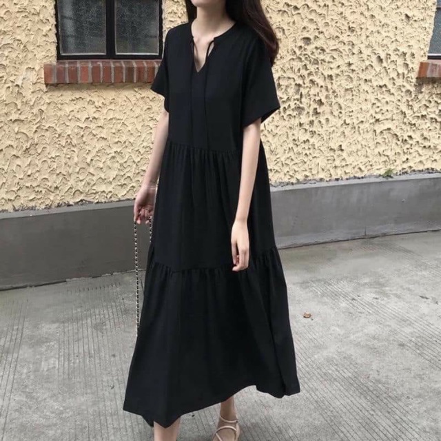 Váy buộc nơ cổ dáng BBD
