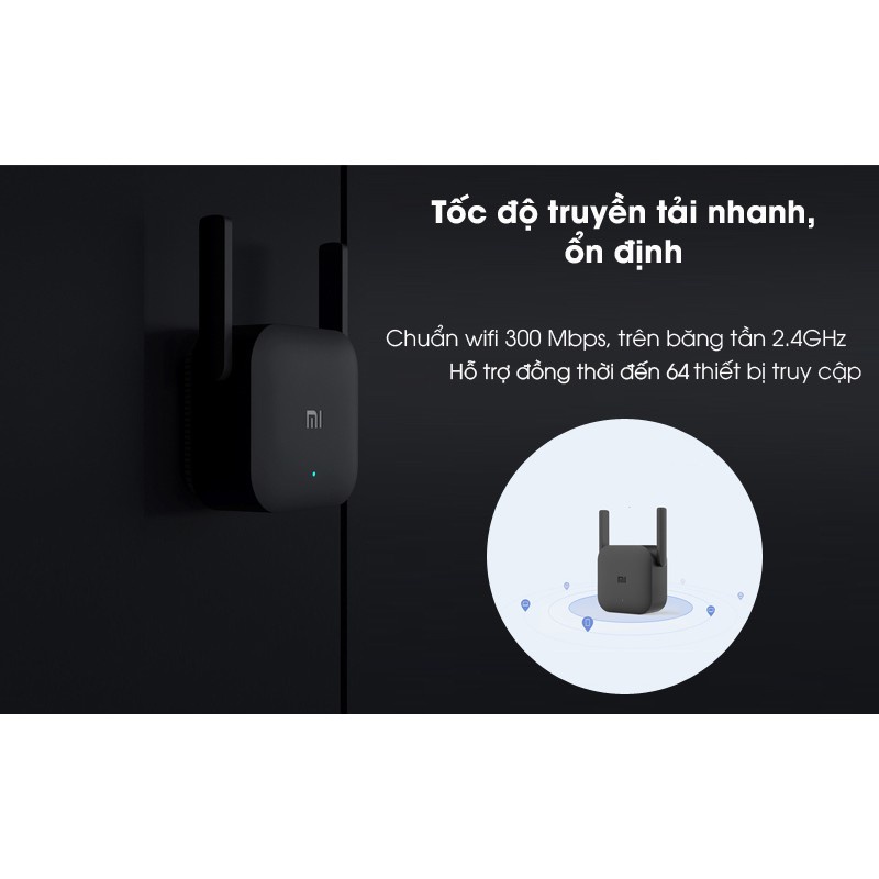 Kích Sóng Wifi Xiaomi Repeater Pro 2 râu 300Mbps, phát xuyên tường, thu phát mở rộng, khuếch đại, băng tần rộng