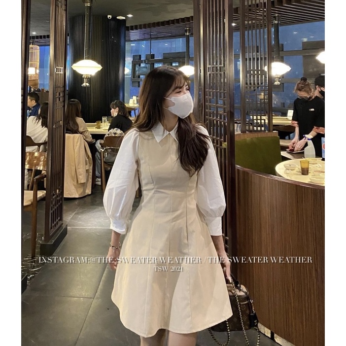 [HÀNG SẴN]VÁY-ĐẦM KAKI PHỐI SƠMI “FEDORA” SIÊU TIỂU THƯ