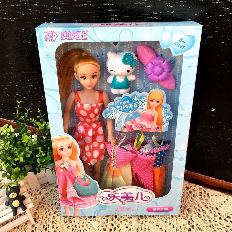 Búp Bê Barbie Khớp Có Tủ Giày, Váy, Túi Xách Để Thay