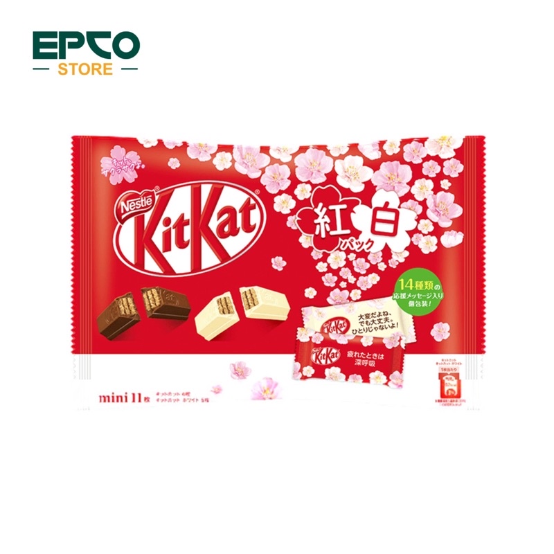 Bánh KITKAT mini vị Hoa anh đào mix chocolate trắng NỘI ĐỊA NHẬT (Sakura Red & White flavor) - 11 thanh