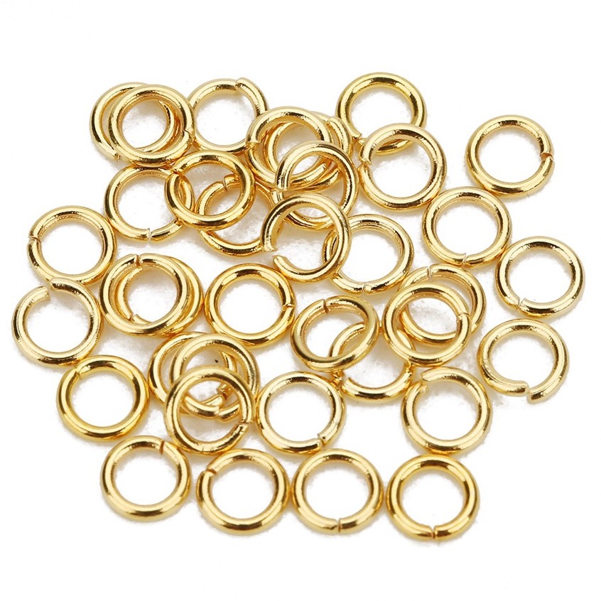 Bộ 100 Nhẫn Hở Chữ C Bằng Thép Không Gỉ Màu Vàng Dùng Làm Trang Sức Thủ Công
