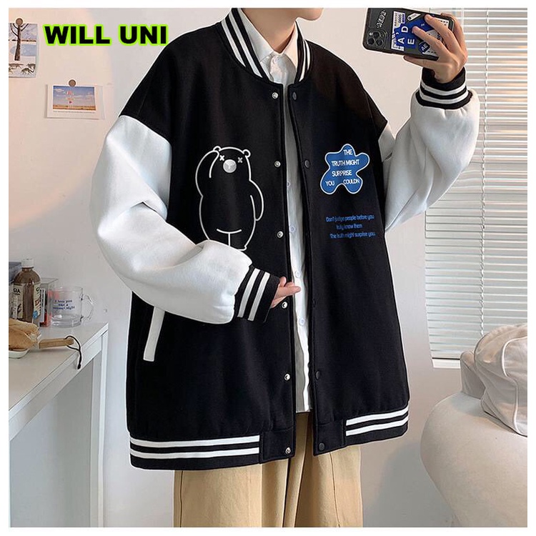 Áo Khoác Bomber GẤU - phong cách ảnh thật nam nữ WILL chất nỉ bông cotton