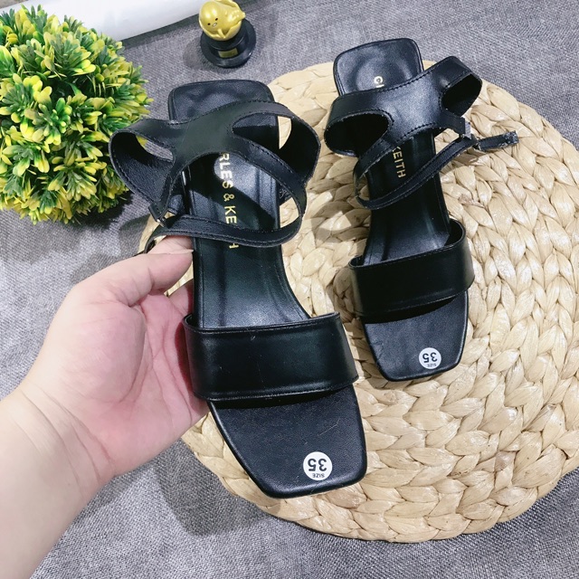 [Kèm video thật] Giày cao gót I Sandal công sở nữ gót vuông 7p da lì quai bản hở gót cực dễ đi(mã 3 màu)