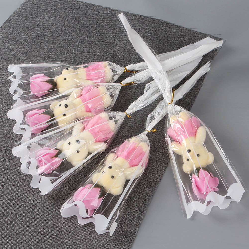 Bó Hoa Hồng Giả Làm Quà Tặng Lễ Tình Nhân Lãng Mạn Xà phòng hoa hồng gấu cho ngày của mẹ 48cm