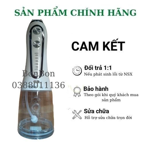 Máy tăm nước cầm tay vệ sinh răng miệng h2ofloss HF6P chất liệu cao cấp 5 chế độ Tặng túi vải đựng máy