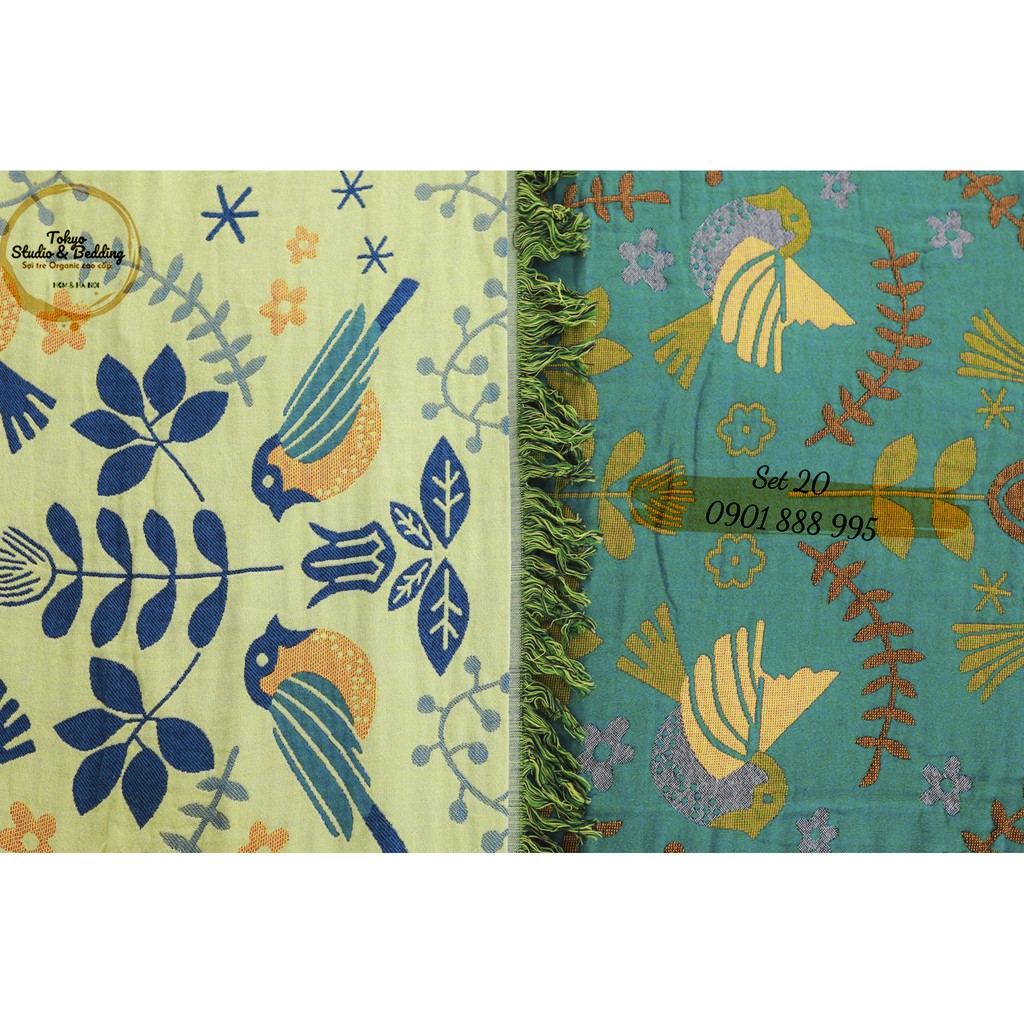 Set 20_Chăn Xô Cotton Sợi tre Organic_Dòng Basic &amp; Ga gối Lụa