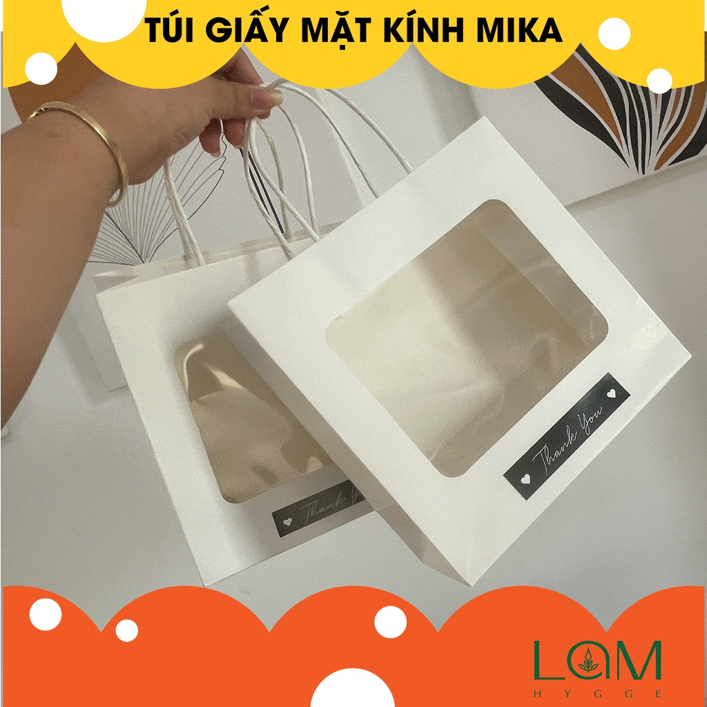 TÚI GIẤY MẶT KÍNH MIKA ĐỰNG HOA, QUÀ TẶNG SIÊU XINH SIZE 18X20X8CM