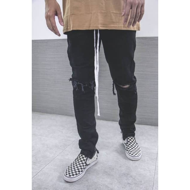 Quần jean nam zip ống quần phong cách , rách gối.