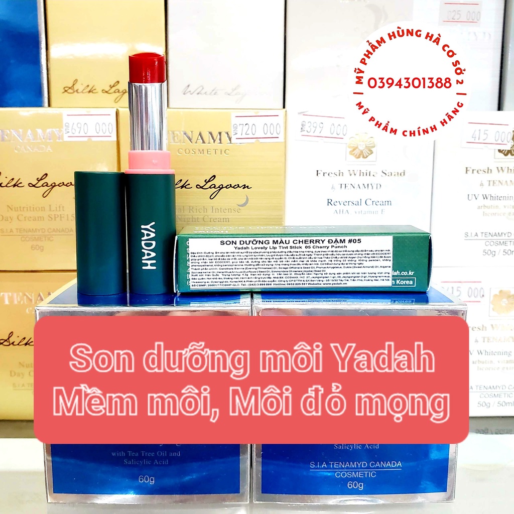 Son dưỡng môi Yadah, dưỡng mềm môi cherry, môi đỏ mọng Yadah Lovely Lip Tint Stick Cherry Punch #05 4.3g