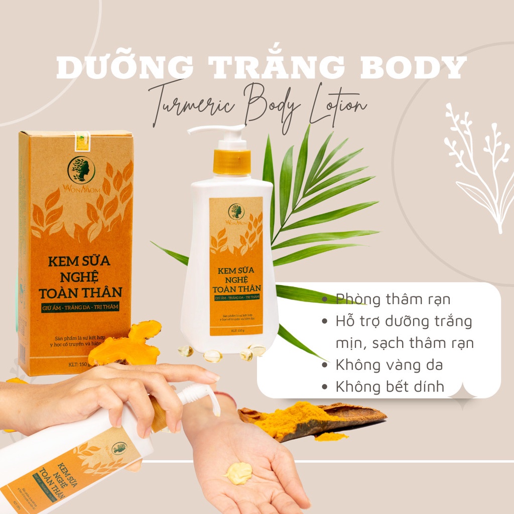 Kem dưỡng sáng da body từ nano nghệ cao cấp WonMom 180gr