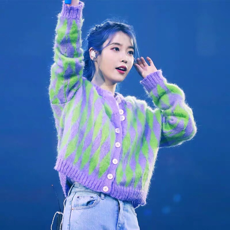 Áo Cardigan IU hình quả trám concert tour Lee Ji Eun len lông | BigBuy360 - bigbuy360.vn