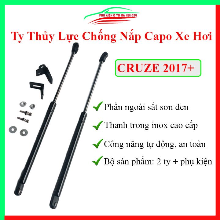 Bộ ty thủy lực ben hơi chống nắp capo Cruze 2017-2021 tự động kèm phụ kiện lắp