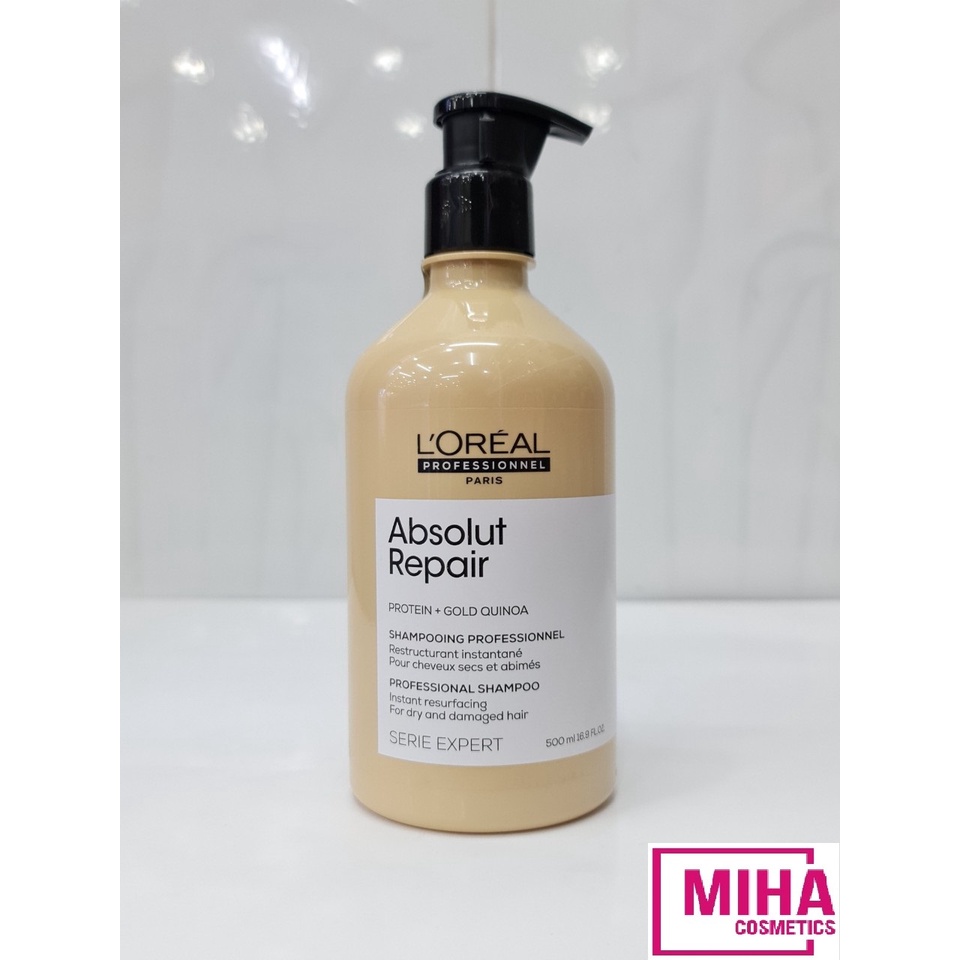 Dầu Gội Phục Hồi Tóc Hư Tổn LOreal Absolut Repair Instant Resurfacing Gold Quinoa Protein 500ml