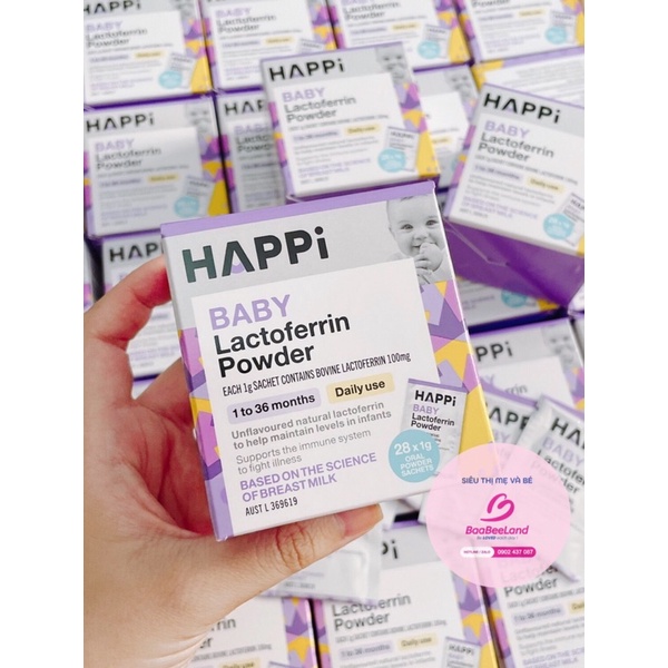 Bột Dinh Dưỡng 1000 Ngày Happi Baby Lactoferrin Powder - Hộp 28 gói x 1g - BAABEELAND