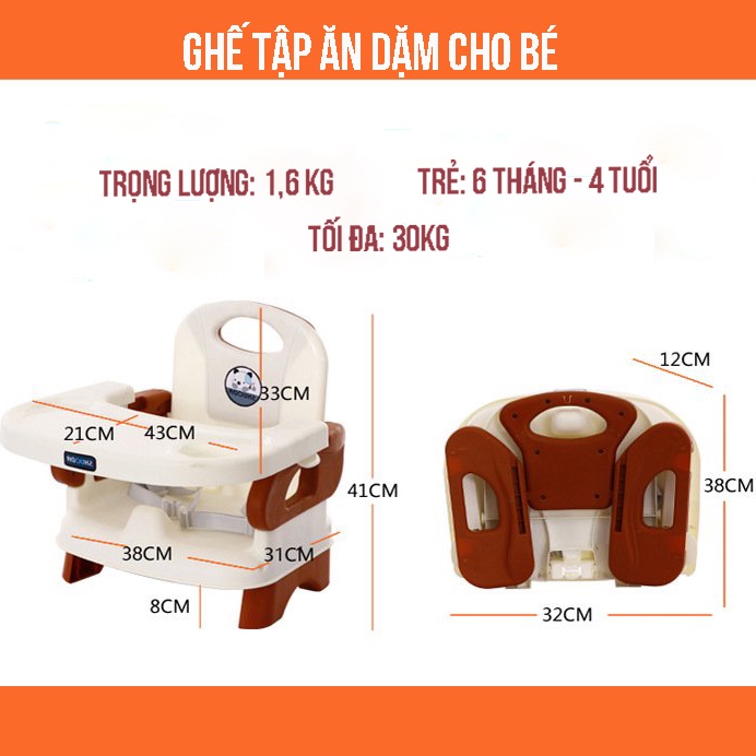 Ghế ăn dặm gấp gọn tiện lợi, chống trơn trượt cho bé từ 6 tháng - 4 tuổi Baby And Me