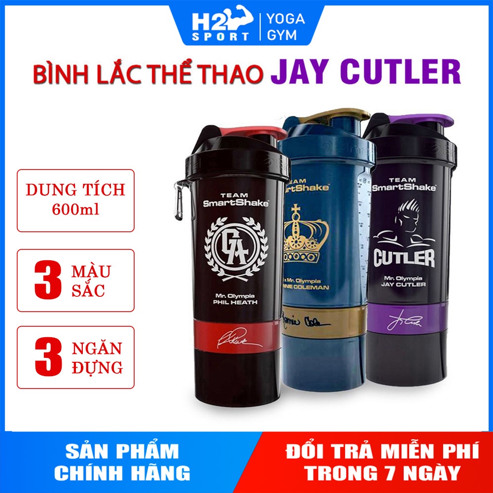 Bình Lắc Tập Gym thể thao 3 ngăn Shaker Jay Cutler 600ml