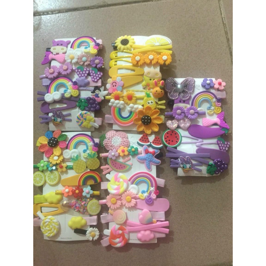 Set kẹp tóc cầu vồng 14 chi tiết cho bé gái