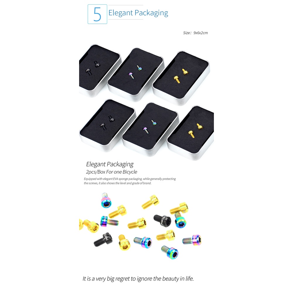 Set 2 Ốc Vít Hợp Kim Titan Dùng Để Cố Định Dây Cáp Xe Đạp Leo Núi M5x9