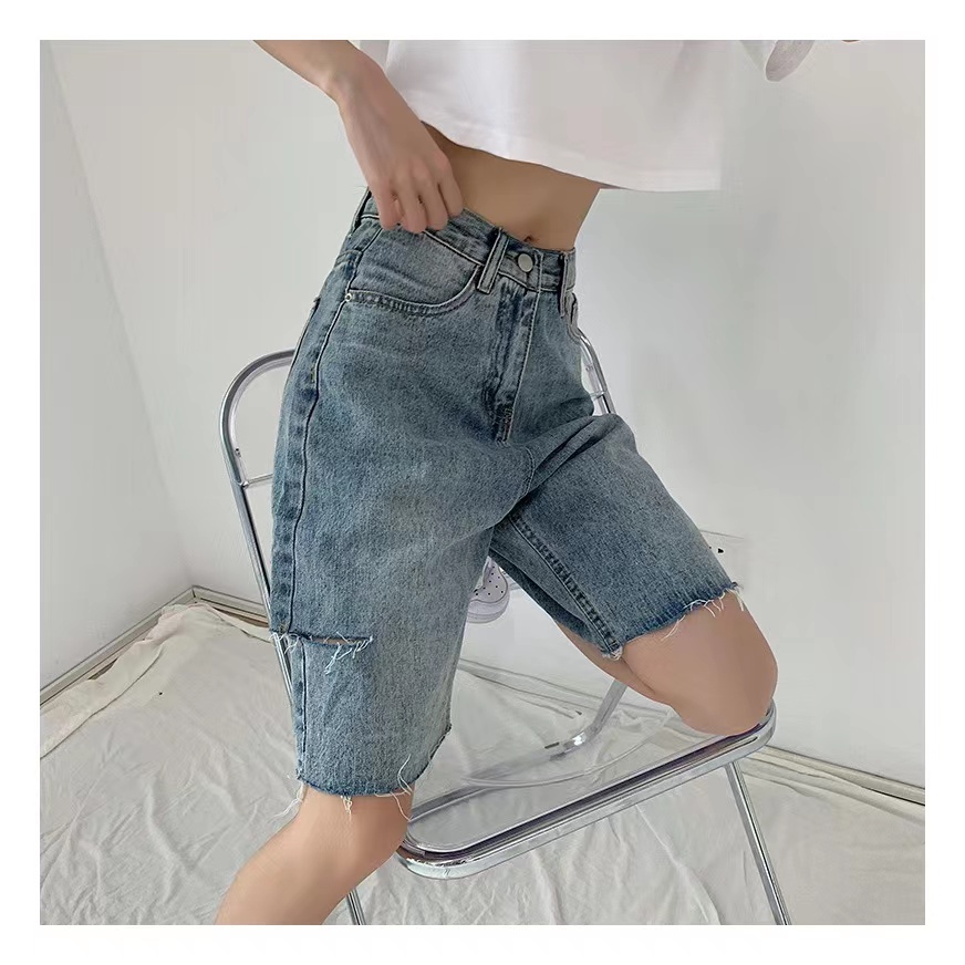 Quần Jean Lưng Cao Ống Rộng Thiết Kế Mỏng Năng Động Thời Trang Dành Cho Nữ