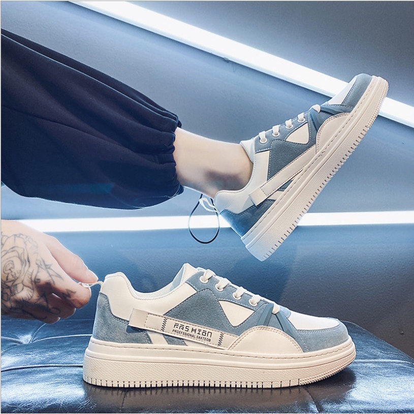 Giày thể thao nam Giày Sneaker Nam Phong Cách Mới Chất Liệu Da Kết Hợp Vải Mềm Đế Cao Su Non Đi Êm Chân hottrend2022