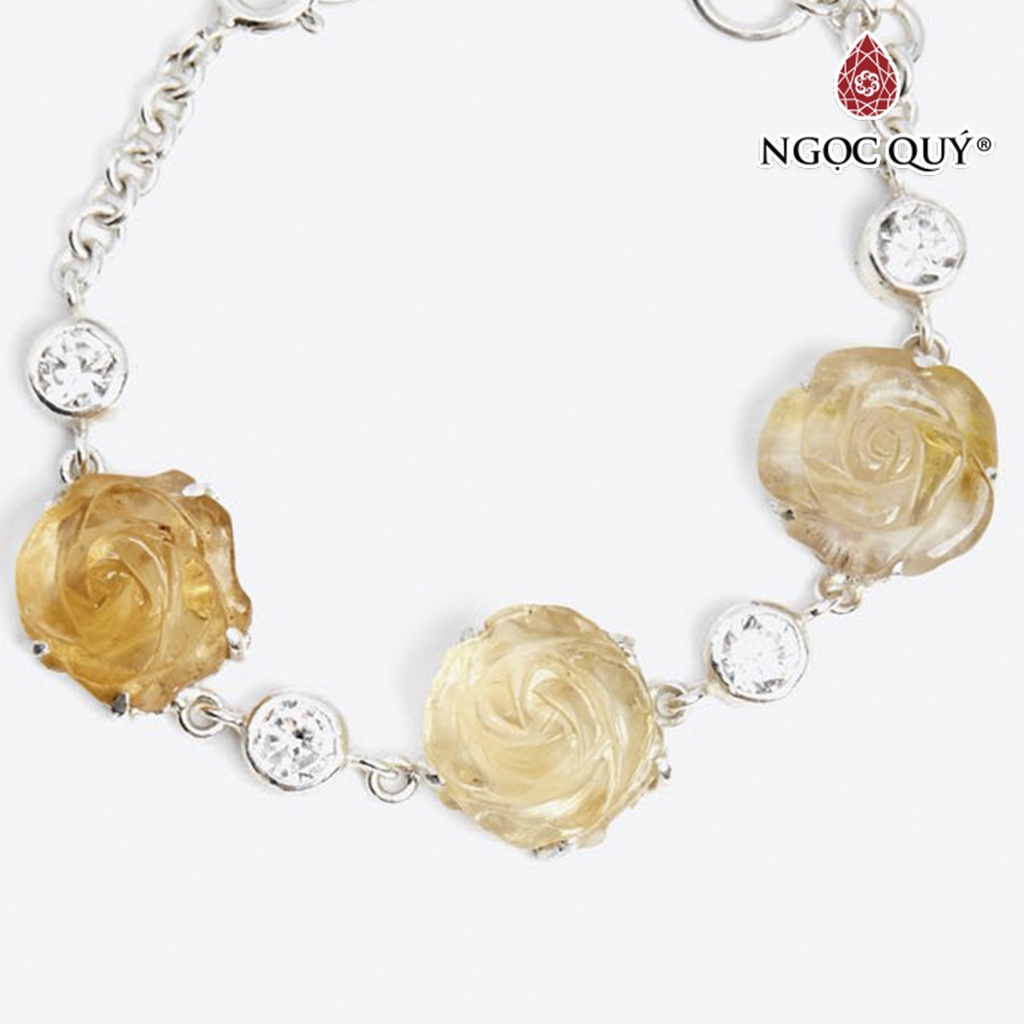 Lắc tay bạc phối hoa mẫu đơn TA vàng - Ngọc Quý