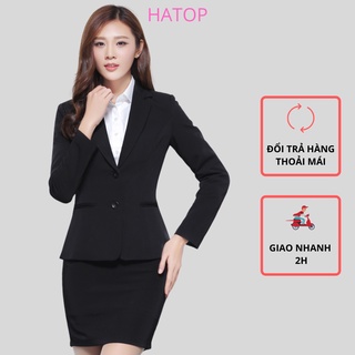 Áo vest nữ công sở tay dài HATOP cao cấp màu đen vải tuyết mưa loại 1 AVDD401