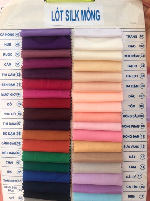 Vải Lót Silk thun mỏng (Khổ 1m6, Giá 1m)