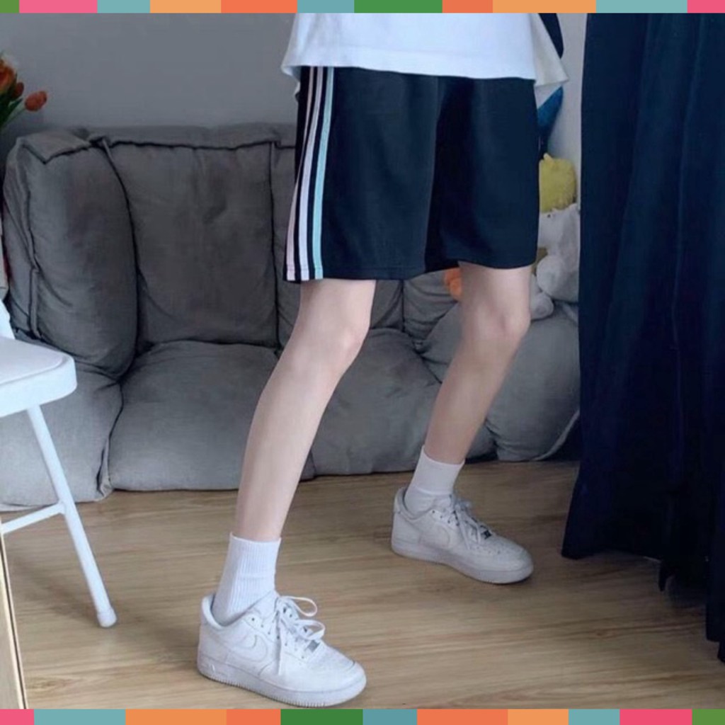 Quần Sooc Đùi Nam Nữ Freesize 3 Màu Kẻ Sọc Siêu Dễ Mix Đồ