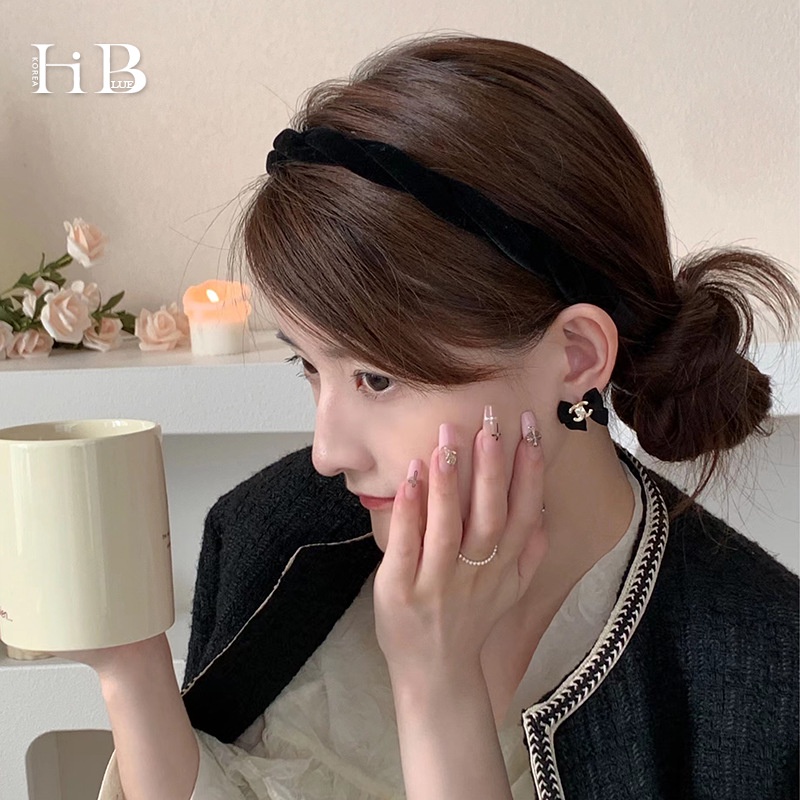 Băng Đô Cài Tóc Mỏng Bằng Da Lộn Phong Cách Pháp Cổ Điển Thời Trang 2022 Cho Nữ