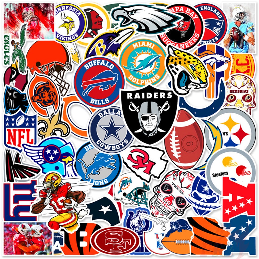Set 50 miếng dán NFL logo bóng đá 03 chống thấm nước thời trang
