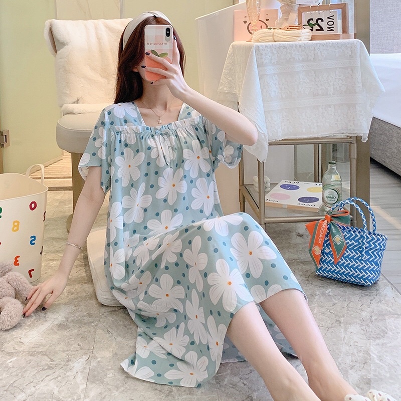 Váy bầu bigsize, váy lanh lụa dài rộng mặc nhà mềm mịn mát 40-80kg