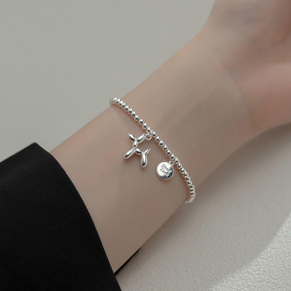 Vòng Tay Chuỗi Hạt VANES1 Co Giãn Phối Mặt Khắc Chữ Phong Cách Retro Cho Nữ