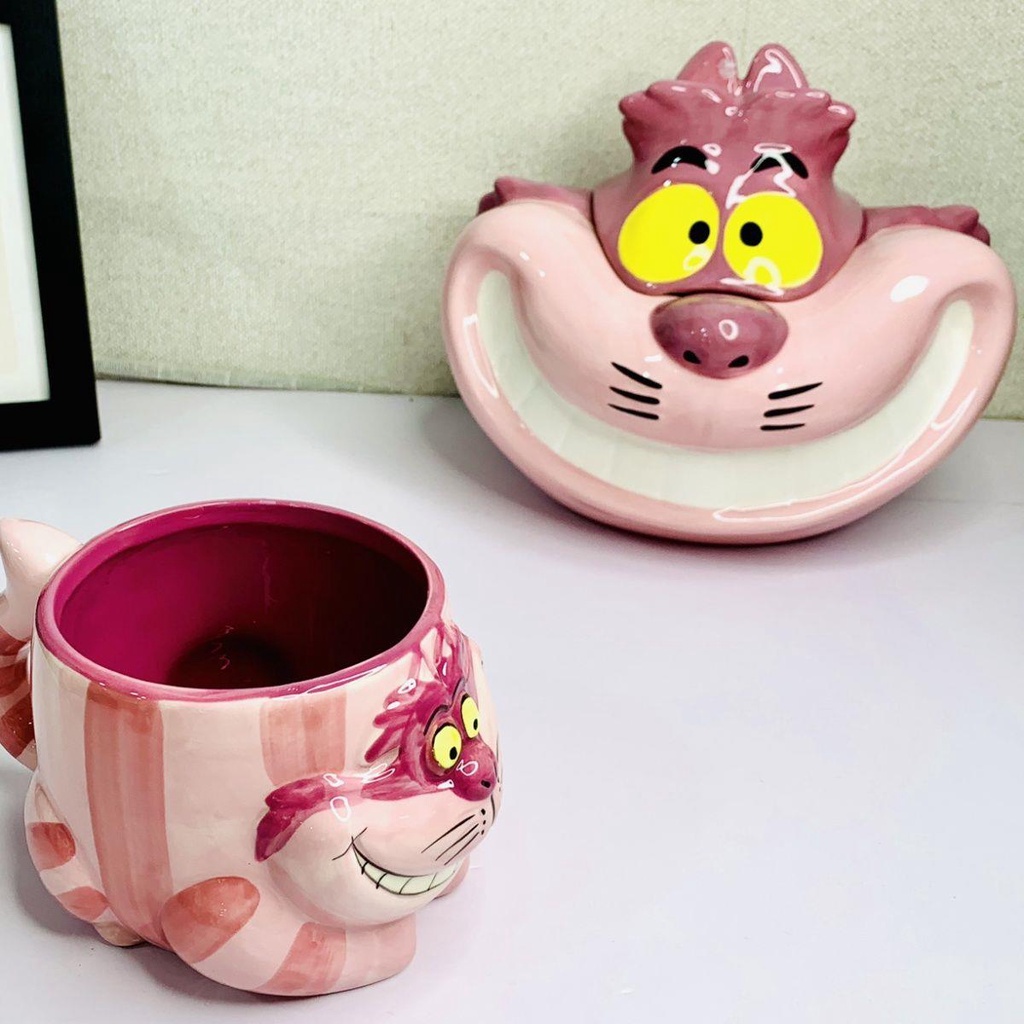 Cốc Uống Nước Bằng Sứ in Hoạt Hình Mèo Cheshire Dễ Thương