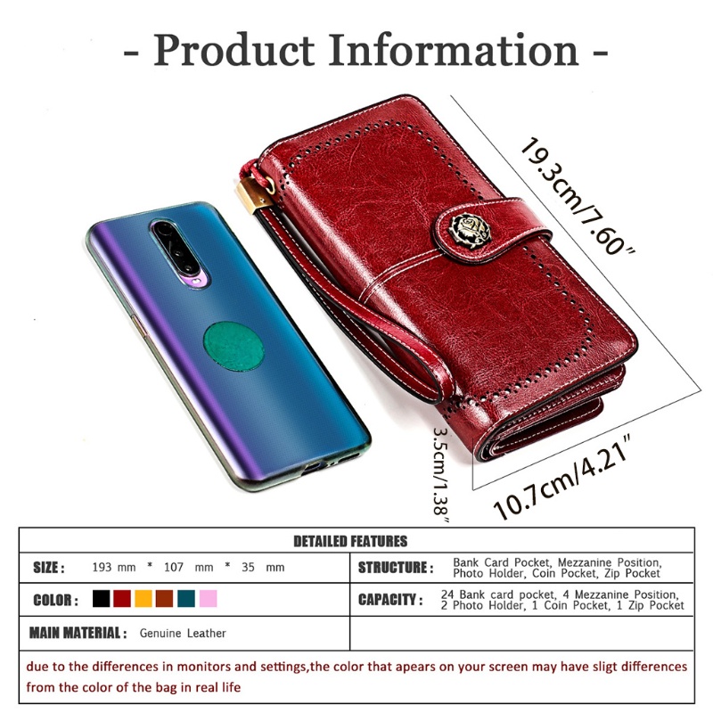 Ví Cầm Tay Bằng Da Thuộc Cỡ Lớn Có Dây Đeo Cổ Tay