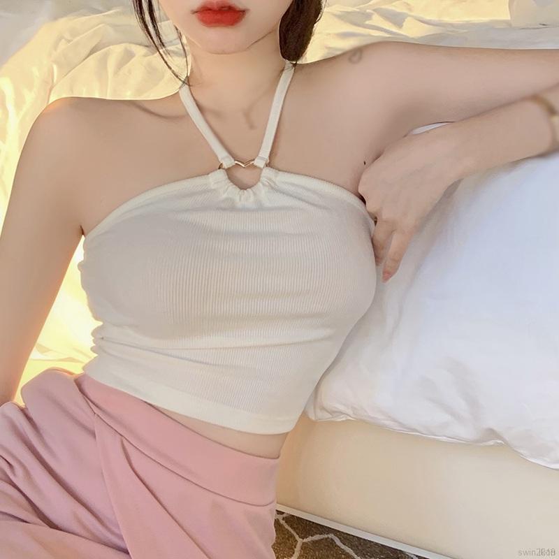 Áo Croptop Hai Dây Màu Sắc Trơn Dáng Ôm Phong Cách Hàn Quốc Quyến Rũ