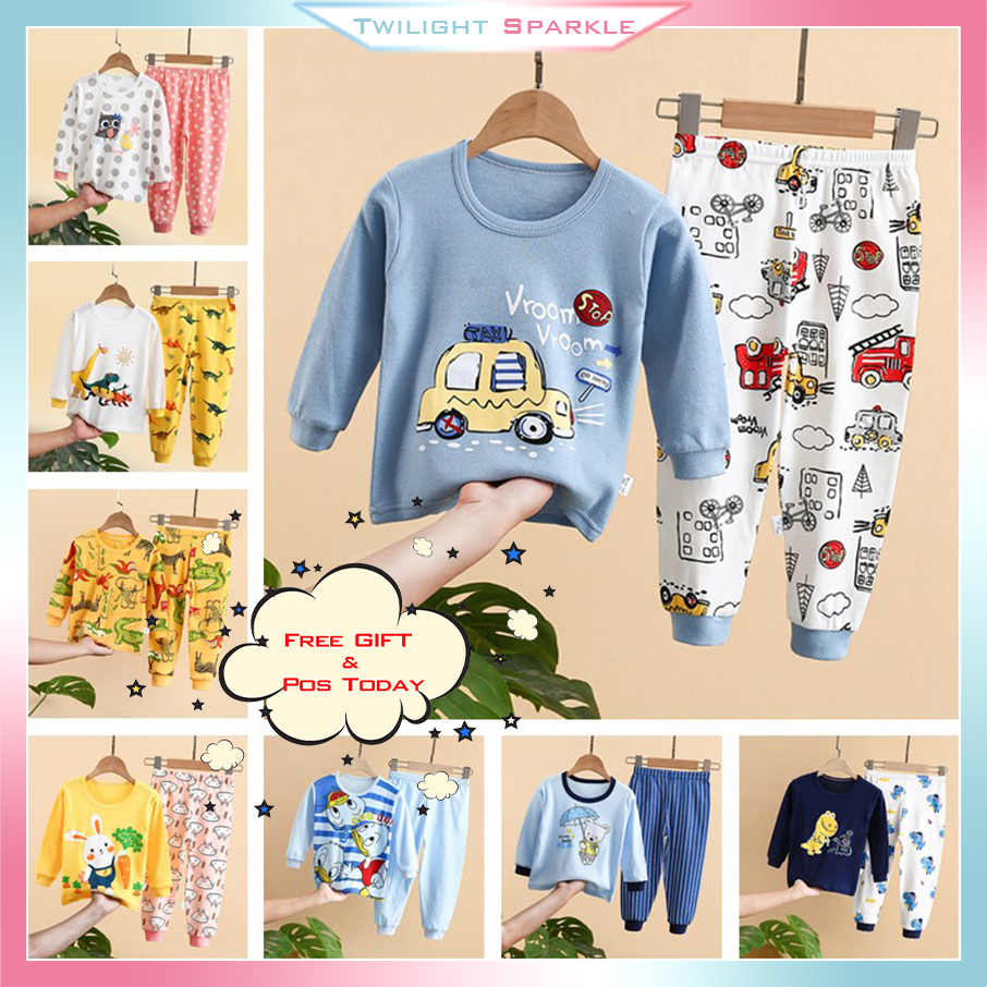 Bộ Đồ Ngủ Pijama 2 Món In Hoạt Hình Dễ Thương Cho Bé