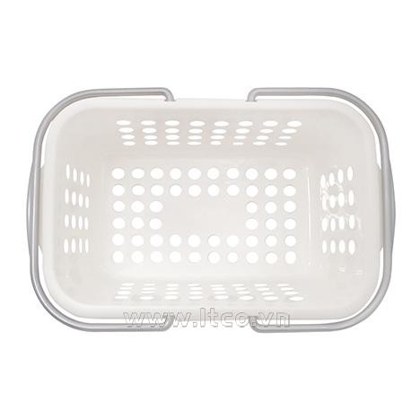 Giỏ nhựa đựng đồ có quay xách cỡ trung Fine màu trắng - Nội địa Nhật Bản